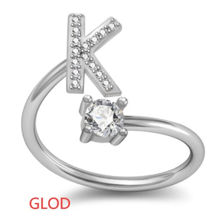 A-Z Initial Letter Ring for Women and Men | Adjustable Alloy
