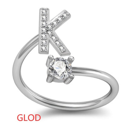 A-Z Initial Letter Ring for Women and Men | Adjustable Alloy