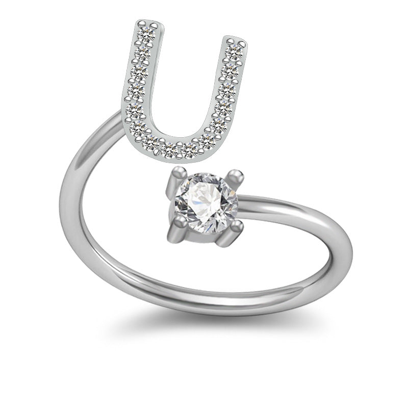 A-Z Initial Letter Ring for Women and Men | Adjustable Alloy