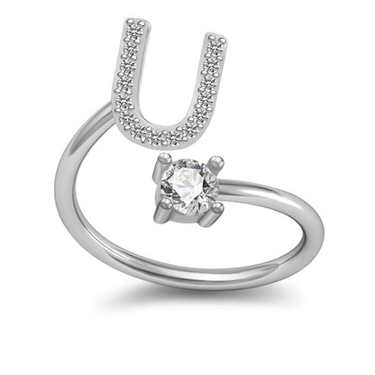 A-Z Initial Letter Ring for Women and Men | Adjustable Alloy