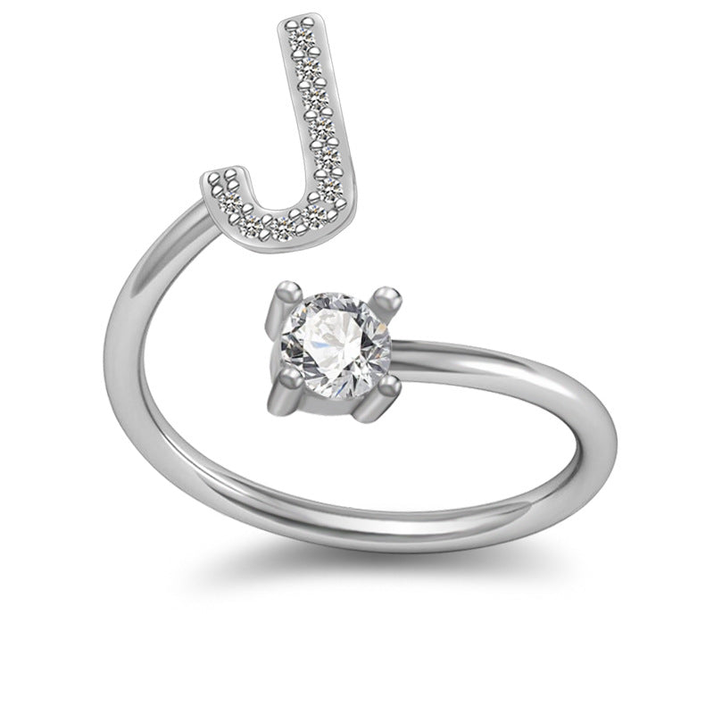A-Z Initial Letter Ring for Women and Men | Adjustable Alloy