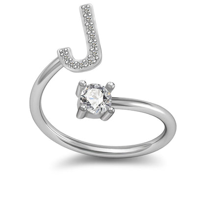 A-Z Initial Letter Ring for Women and Men | Adjustable Alloy