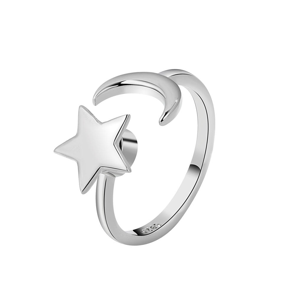Star Moon Rotating Ring | Copper Adjustable Women's Gold Silver