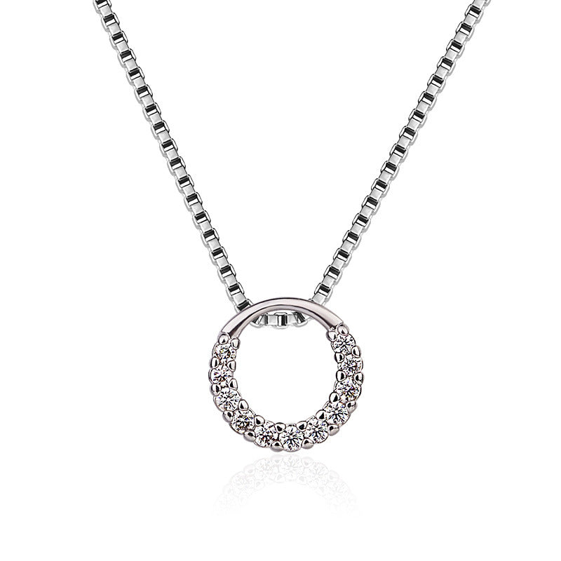 Round Zircon Diamond Pendant Necklace | Collarbone Chain