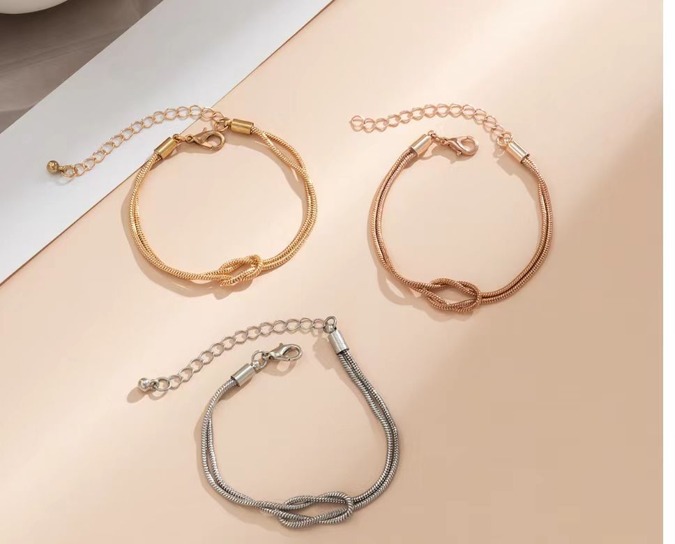 Twist Heart Knot Snake Bone Chain Bracelet