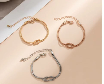 Twist Heart Knot Snake Bone Chain Bracelet