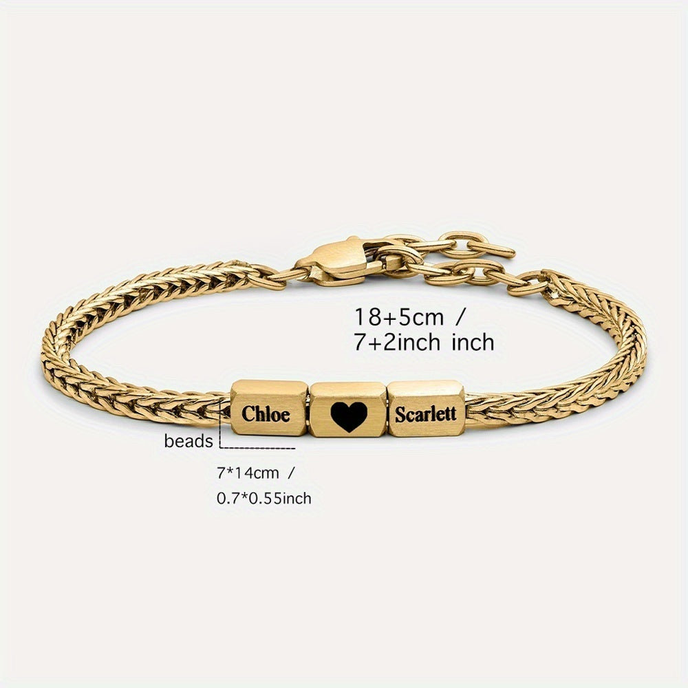 Personalized Name Bead Braided Rope Couple Bracelet 2