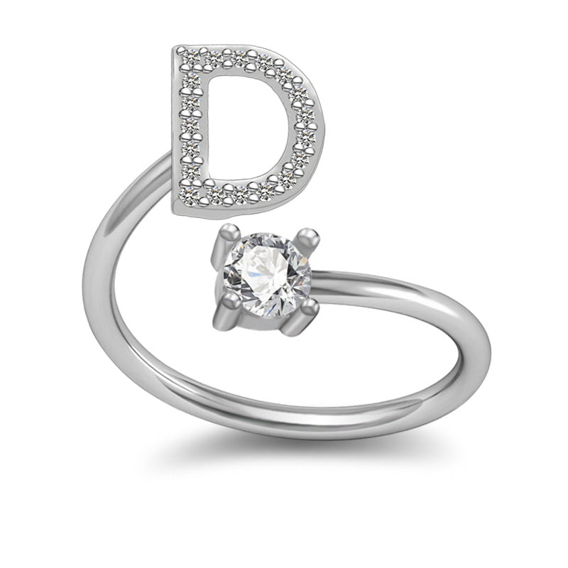 A-Z Initial Letter Ring for Women and Men | Adjustable Alloy