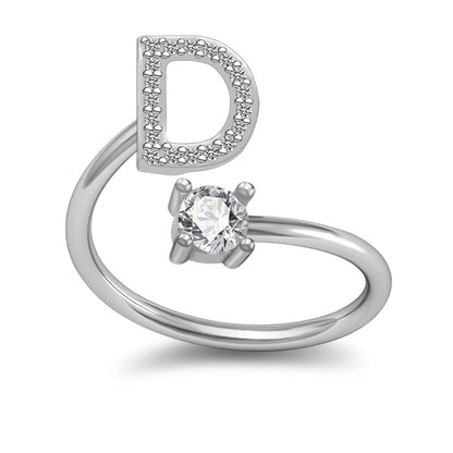 A-Z Initial Letter Ring for Women and Men | Adjustable Alloy