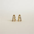 Electroplated Zircon Earrings | Alloy U-Shape Geometric Gold Silver