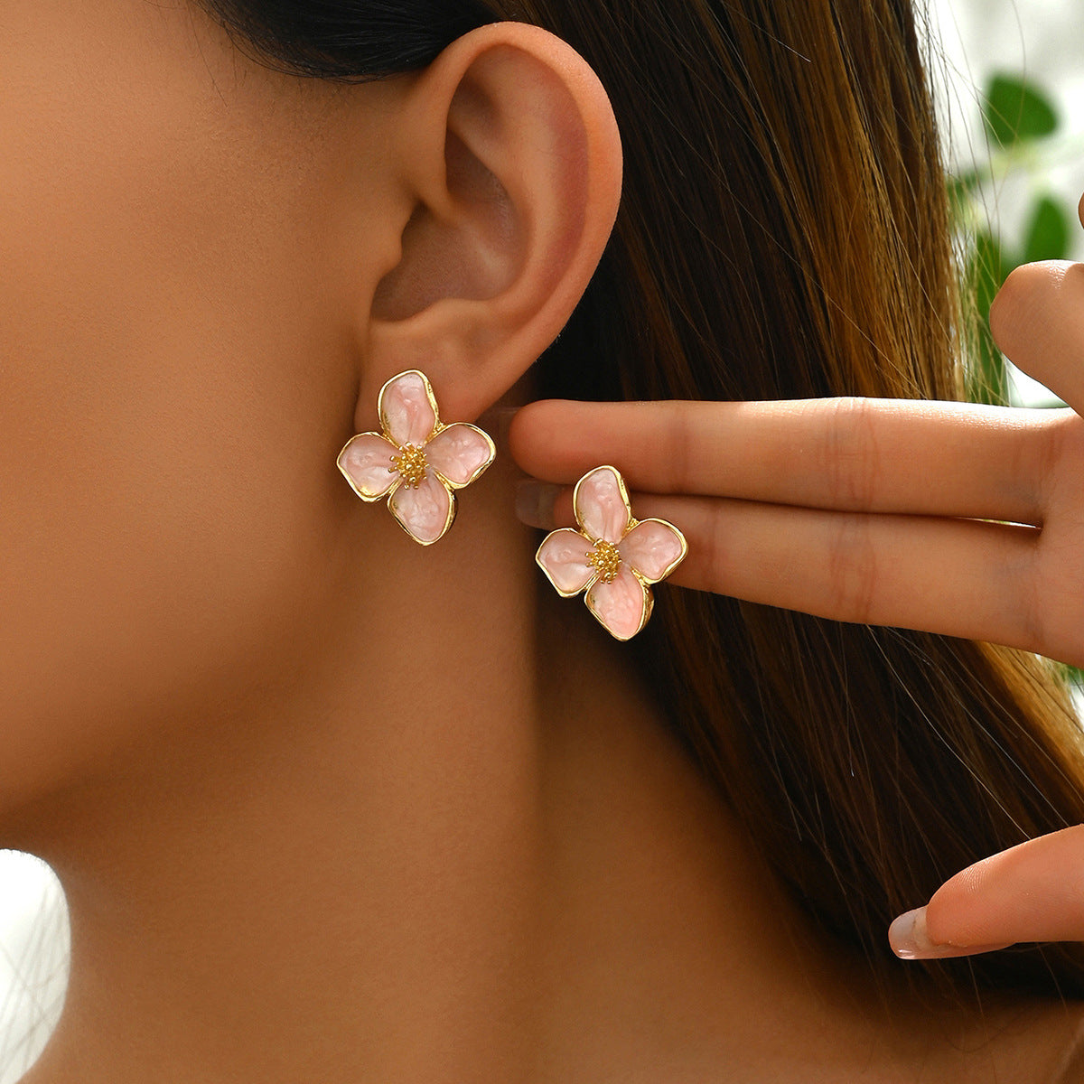 Flower Oil Design Earrings | Alloy Floral Geometric Multi-Colour