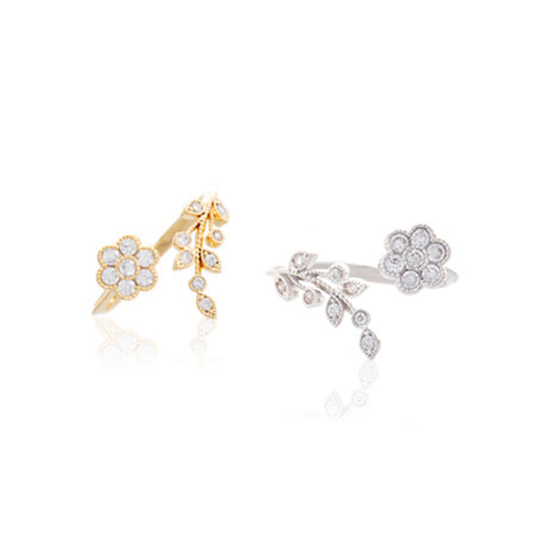 Twisted Leaf Floral Ring | Gold and Silver