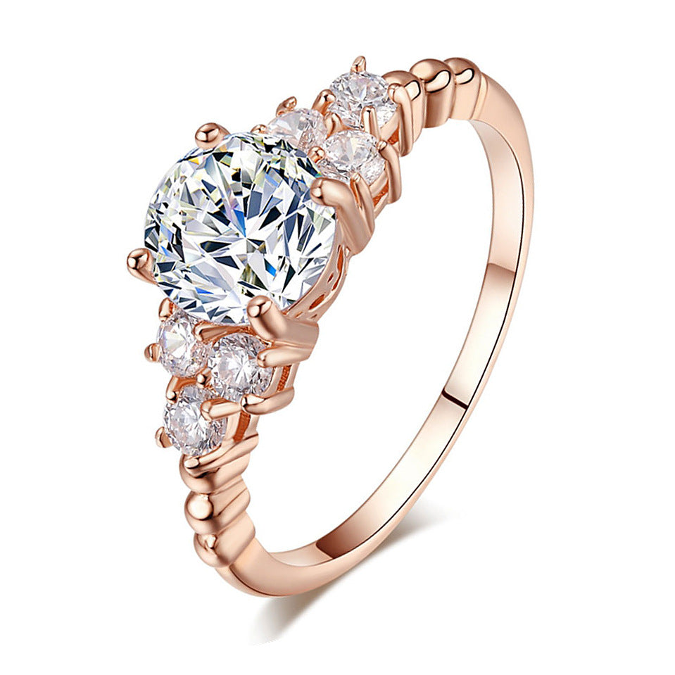 Diamond-Inlaid Ring | Copper White Gold Rose Gold Sizes 6-9