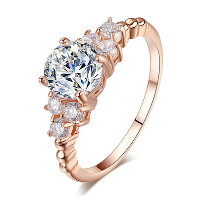 Diamond-Inlaid Ring | Copper White Gold Rose Gold Sizes 6-9