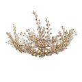 Multi-Layer Rice Bead Crown Headwear | Alloy Diamond Gold Bridal