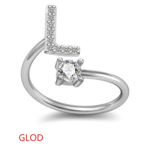 A-Z Initial Letter Ring for Women and Men | Adjustable Alloy