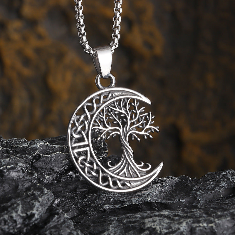 Nordic Viking Celtic Knot Tree of Life Pendant Necklace | Titanium Steel