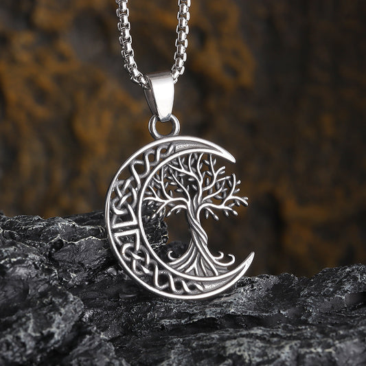 Nordic Viking Celtic Knot Tree of Life Pendant Necklace | Titanium Steel