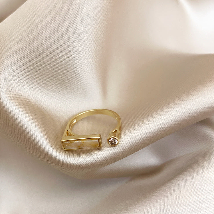 Marble Zircon Geometric Ring