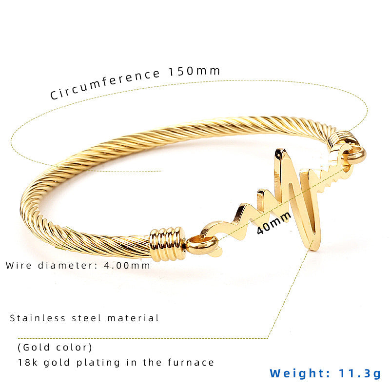 ECG Heartbeat Stainless Steel Bracelet for Women