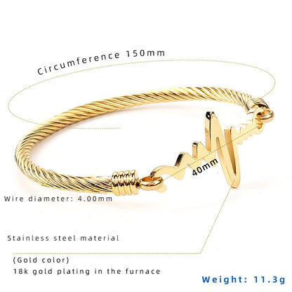 ECG Heartbeat Stainless Steel Bracelet for Women