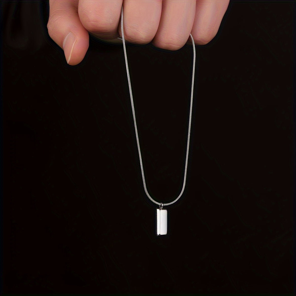 Small Square Tag Hip-Hop Pendant Necklace for Men