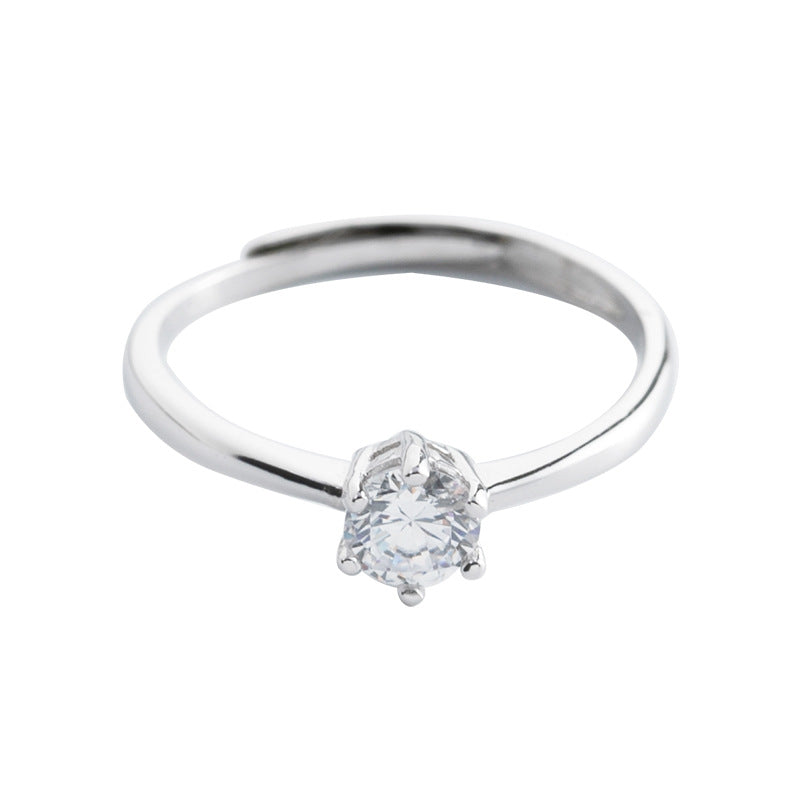 Sterling Silver Moissanite Ring | 925 Silver Zircon Women's Adjustable