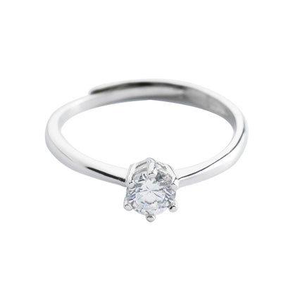 Sterling Silver Moissanite Ring | 925 Silver Zircon Women's Adjustable