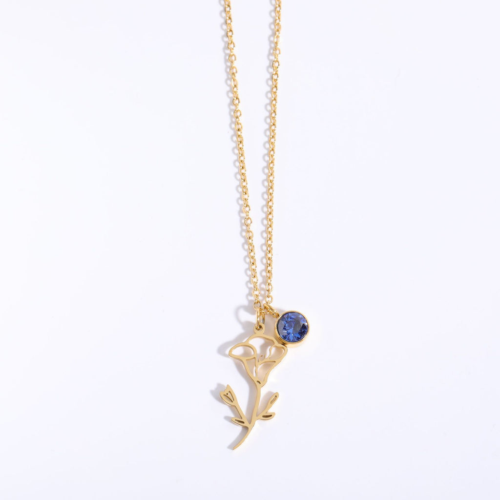 Zircon Birth Flower Pendant Bracelet | Vintage Style