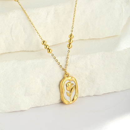 Rose White Shell Pendant Necklace for Women