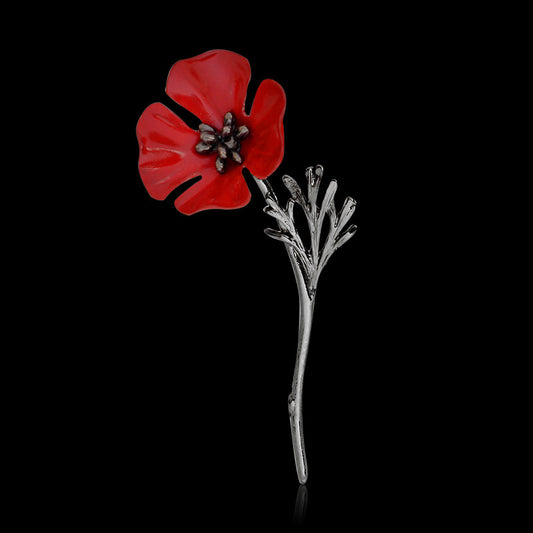 Red Flower Brooch | Alloy Floral Decorative Pin