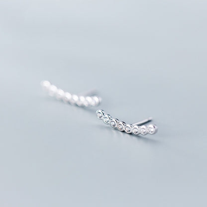 S925 Silver Rhinestone Straight Ear Studs | Silver and Rose Gold