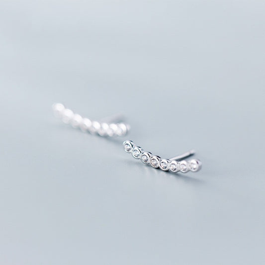 S925 Silver Rhinestone Straight Ear Studs | Silver and Rose Gold