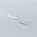 S925 Silver Rhinestone Straight Ear Studs | Silver and Rose Gold