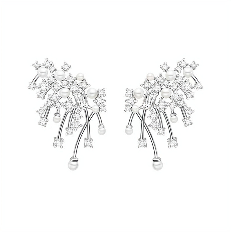 Pearl Stud Earrings | Alloy Geometric Gold