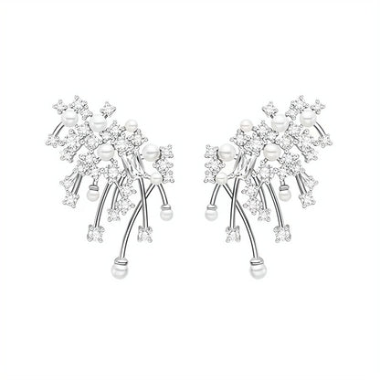 Pearl Stud Earrings | Alloy Geometric Gold