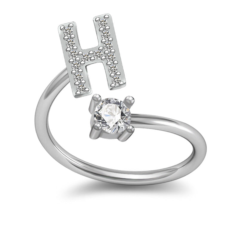 A-Z Initial Letter Ring for Women and Men | Adjustable Alloy