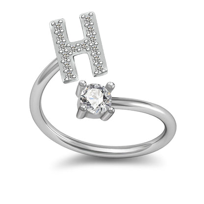 A-Z Initial Letter Ring for Women and Men | Adjustable Alloy