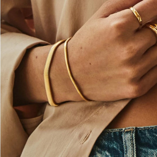 Snake Bone Chain Bracelet in Titanium Steel | 3mm and 6mm