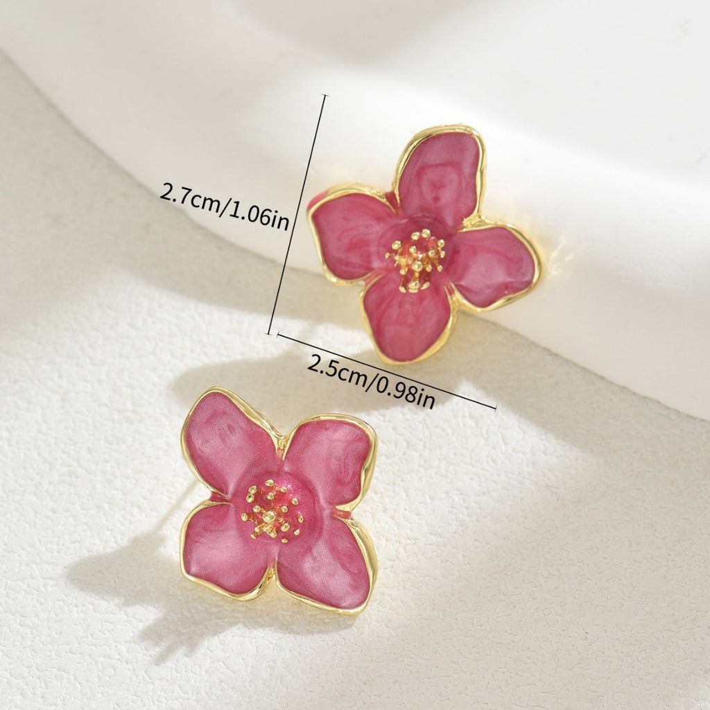Flower Oil Design Earrings | Alloy Floral Geometric Multi-Colour