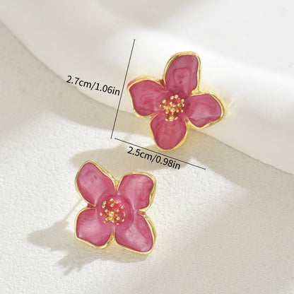 Flower Oil Design Earrings | Alloy Floral Geometric Multi-Colour