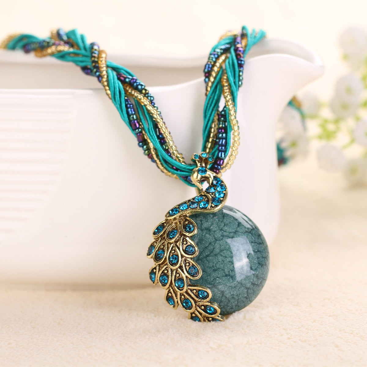 Ethnic Style Rice Bead Woven Necklace for Women