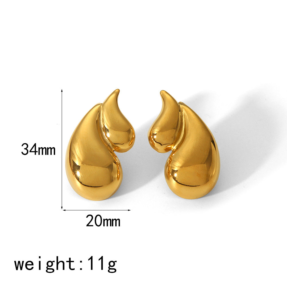 18K Double-Layer Water Drop Earrings | Stainless Steel Gold Silver