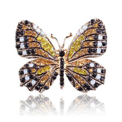 Rhinestone Butterfly Brooch Pin | Alloy Gold Wedding Bridal 4cm