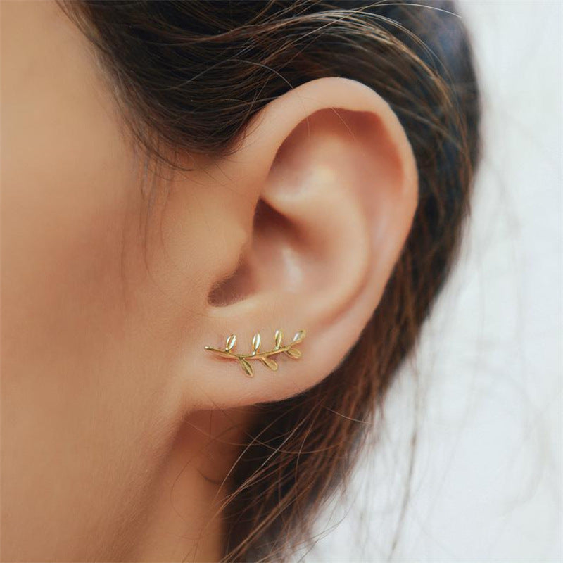 S925 Sterling Silver Leaf Earrings | Geometric Simple Style