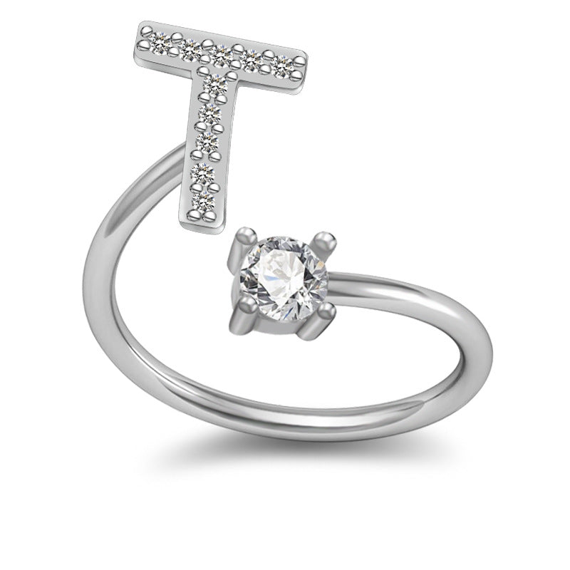 A-Z Initial Letter Ring for Women and Men | Adjustable Alloy
