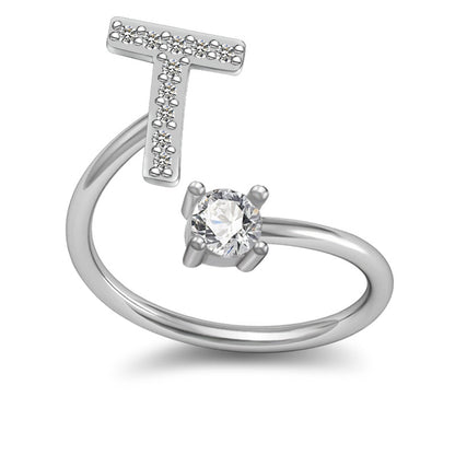 A-Z Initial Letter Ring for Women and Men | Adjustable Alloy