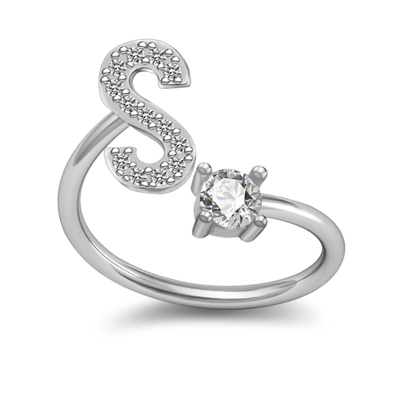 A-Z Initial Letter Ring for Women and Men | Adjustable Alloy