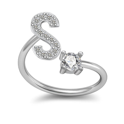A-Z Initial Letter Ring for Women and Men | Adjustable Alloy