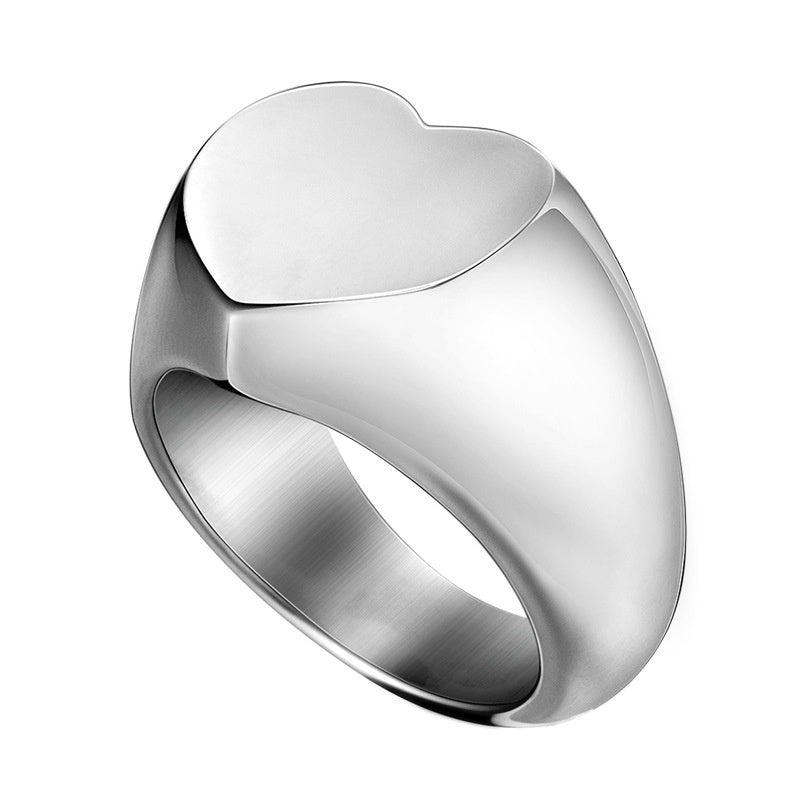 Hip Hop Love Couple Ring | Titanium Steel Heart Pinky Ring